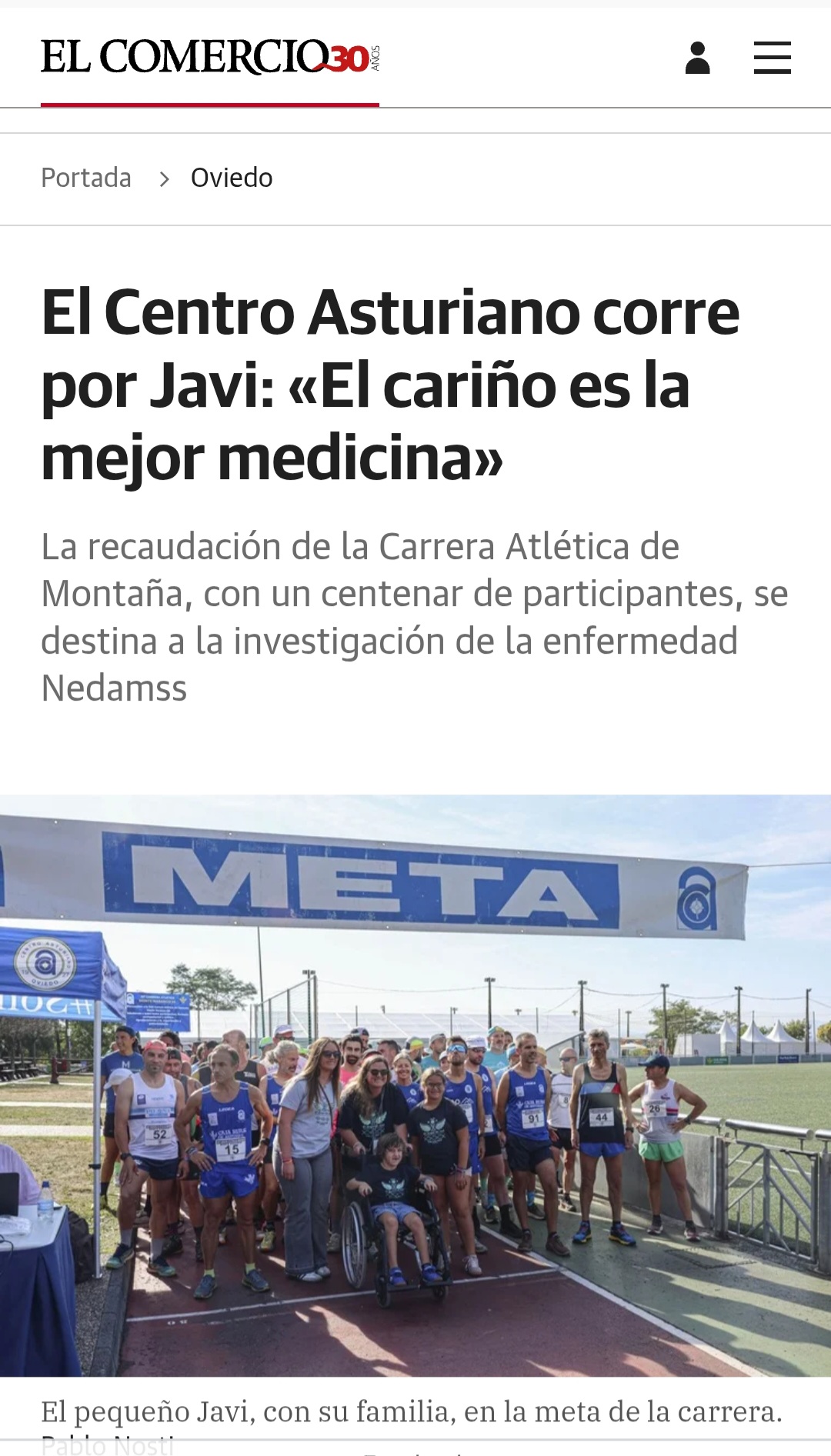 El Centro Asturiano corre por Javi: «El cariño es la mejor medicina