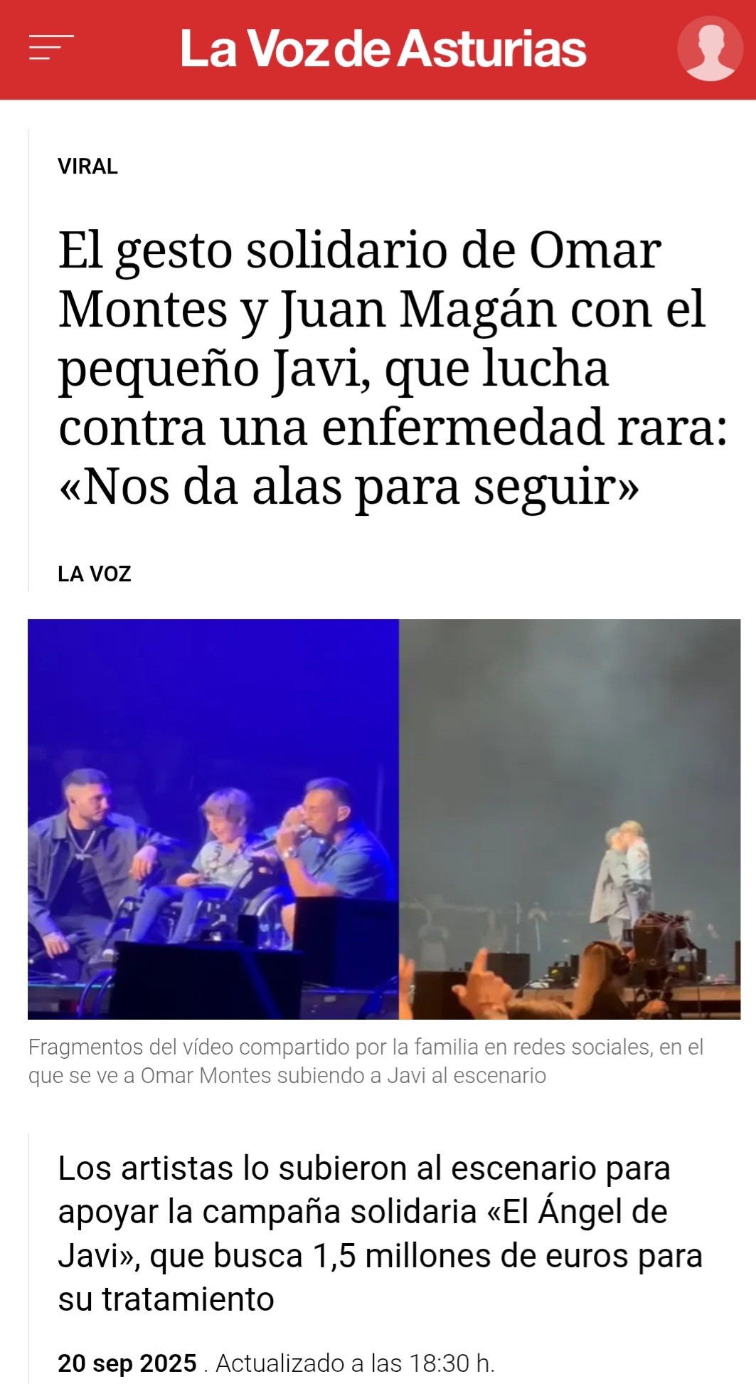 El gesto solidario de Omar Montes y Juan Magán con el pequeño Javi, que lucha contra una enfermedad rara: «Nos da alas para seguir